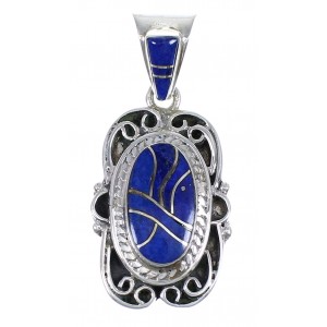 Sterling Silver And Lapis Southwest Slide Pendant YX67393