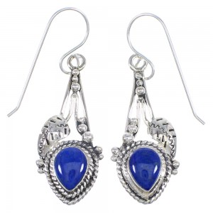 Lapis And Sterling Silver Southwest Hook Dangle Earrings YX68378