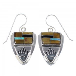 Southwest Silver Multicolor Hand Hook Dangle Earrings YX70908