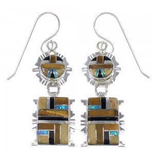 Southwestern Silver Multicolor Hook Dangle Earrings YX70910