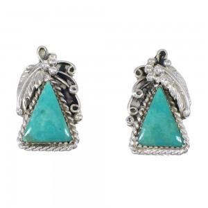 Southwest Turquoise And Genuine Sterling Silver Post Earrings YX68543