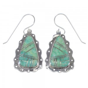 Turquoise And Sterling Silver Southwest Hook Dangle Earrings YX78966