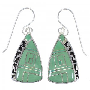 Southwest Turquoise Genuine Sterling Silver Hook Dangle Earrings YX79084