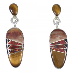 Sterling Silver Southwestern Multicolor Post Dangle Earrings WX71647