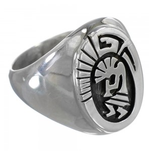 Navajo Calvin Peterson Kokopelli Water Wave Silver Ring Size 10-1/4 QX76151