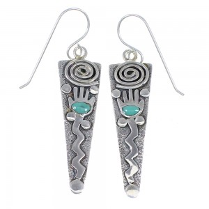 Turquoise Sterling Silver Hand Water Wave Hook Dangle Earrings QX69676