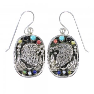 Silver Multicolor Southwest Eagle Hook Dangle Earrings YX71073