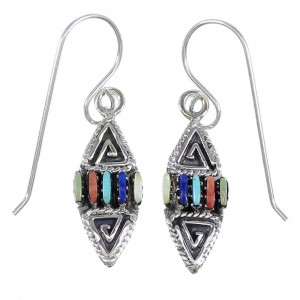 Multicolor Silver Southwestern Needlepoint Water Wave Hook Dangle Earrings YX71098