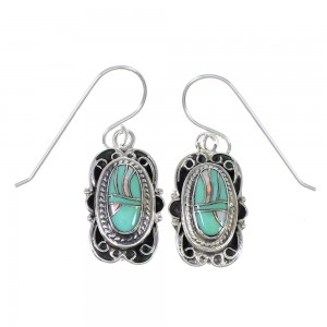 Southwest Silver Turquoise Opal Hook Dangle Earrings QX81849