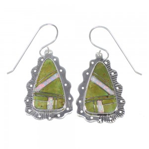 Southwestern Silver Turquoise Opal Hook Dangle Earrings QX81850