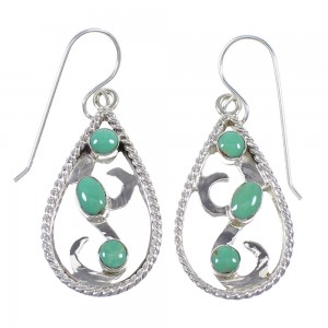 Southwestern Authentic Sterling Silver Turquoise Hook Dangle Earrings QX69326