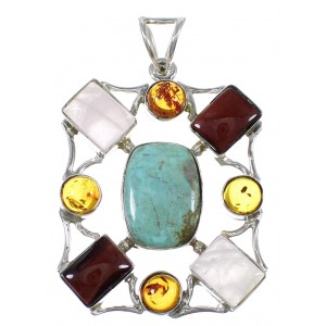 Multicolor Silver Southwestern Pendant QX77152