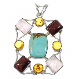 Multicolor Genuine Sterling Silver Southwestern Pendant QX77165