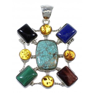 Southwestern Multicolor Silver Pendant QX77264