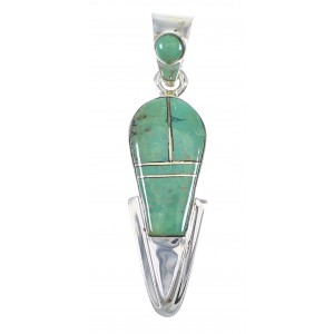 Turquoise Inlay Sterling Silver Southwest Pendant AX78718