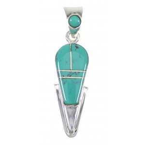 Turquoise Inlay Silver Southwestern Pendant AX78723