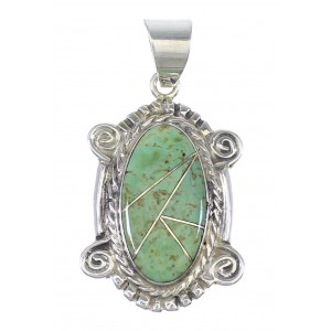 Southwest Turquoise Inlay Sterling Silver Slide Pendant AX79120