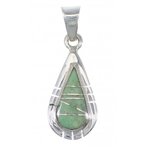 Silver Southwest Turquoise Inlay Tear Drop Slide Pendant AX79184