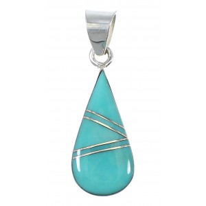 Southwest Turquoise Sterling Silver Tear Drop Pendant AX79188