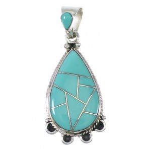 Southwest Turquoise Inlay Genuine Sterling Silver Pendant AX79194