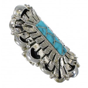 Turquoise Inlay Sterling Silver Southwestern Ring Size 5-1/2 QX75648