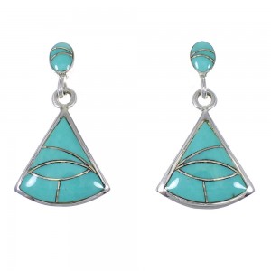 Turquoise Inlay Silver Post Dangle Earrings UX75919