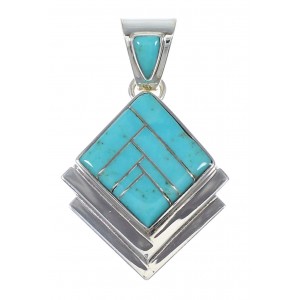 Turquoise Inlay Silver Pendant YX75453