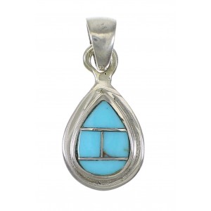 Sterling Silver And Turquoise Inlay Slide Pendant YX75536
