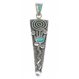 Southwestern Turquoise Silver Water Wave Hand Pendant QX76943