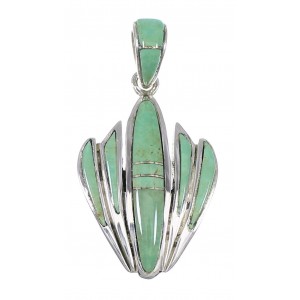 Turquoise Inlay Genuine Sterling Silver Southwest Pendant QX77105