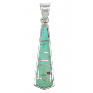 Genuine Sterling Silver And Turquoise Inlay Pendant RX77075