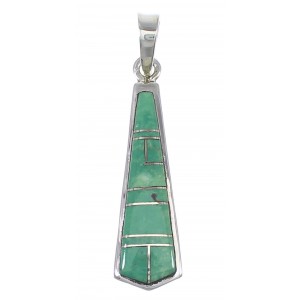 Southwest Turquoise Inlay Genuine Sterling Silver Pendant RX77095