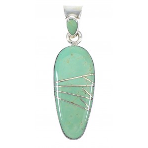 Genuine Sterling Silver Turquoise Inlay Southwest Pendant RX77191