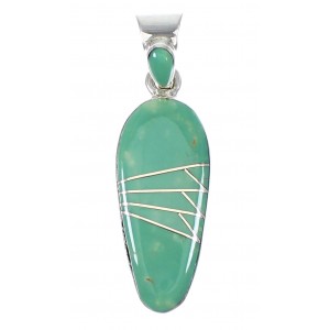 Turquoise Inlay Southwest Sterling Silver Pendant RX77193