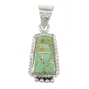 Sterling Silver Southwest Turquoise Inlay Pendant RX77201