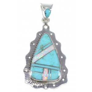 Turquoise Opal Silver Southwest Pendant AX76489