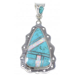 Turquoise Opal Silver Southwestern Pendant AX76490