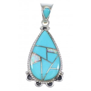 Southwestern Turquoise Opal Inlay Sterling Silver Pendant AX76499