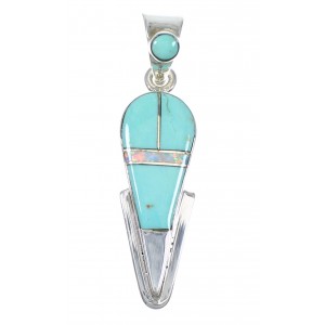 Turquoise Opal Inlay Genuine Sterling Silver Pendant AX76543