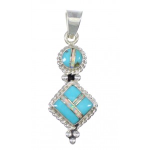 Silver Turquoise Opal Inlay Pendant AX76554