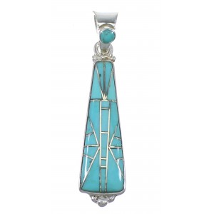 Sterling Silver Southwest Turquoise Inlay Pendant QX77366