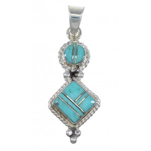 Sterling Silver Southwestern Turquoise Inlay Pendant QX77378