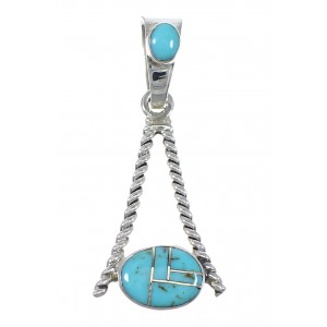 Southwest Sterling Silver Turquoise Inlay Pendant QX77398