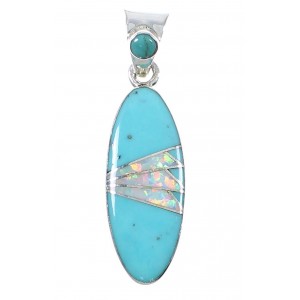 Sterling Silver Turquoise And Opal Inlay Southwestern Pendant UX75649