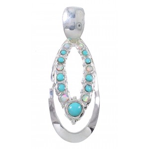 Genuine Sterling Silver Turquoise And Opal Pendant UX75667