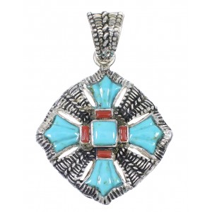 Coral Turquoise Silver Pendant YX75568