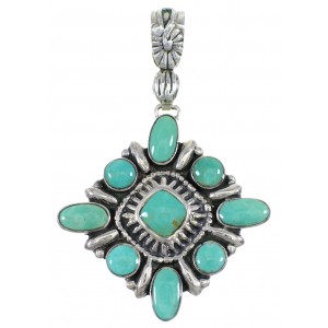 Turquoise Southwestern Silver Slide Pendant YX77444