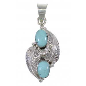 Silver And Turquoise Leaf Pendant YX77476