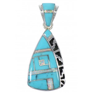 Opal Turquoise And Sterling Silver Pendant YX76577