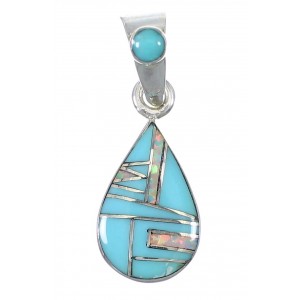 Silver Turquoise Opal Tear Drop Pendant YX76588